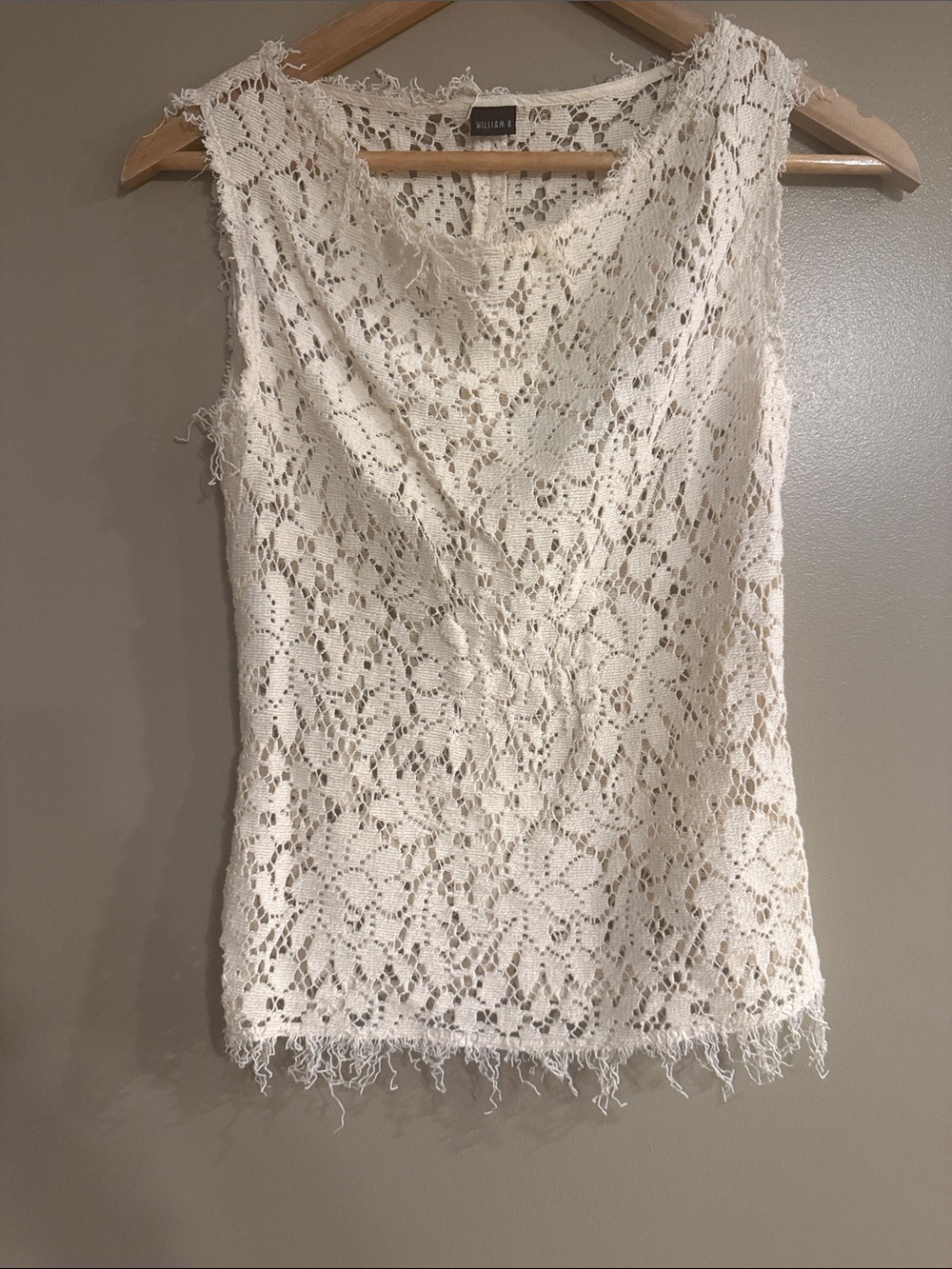 William B Ivory Crochet Tank Top